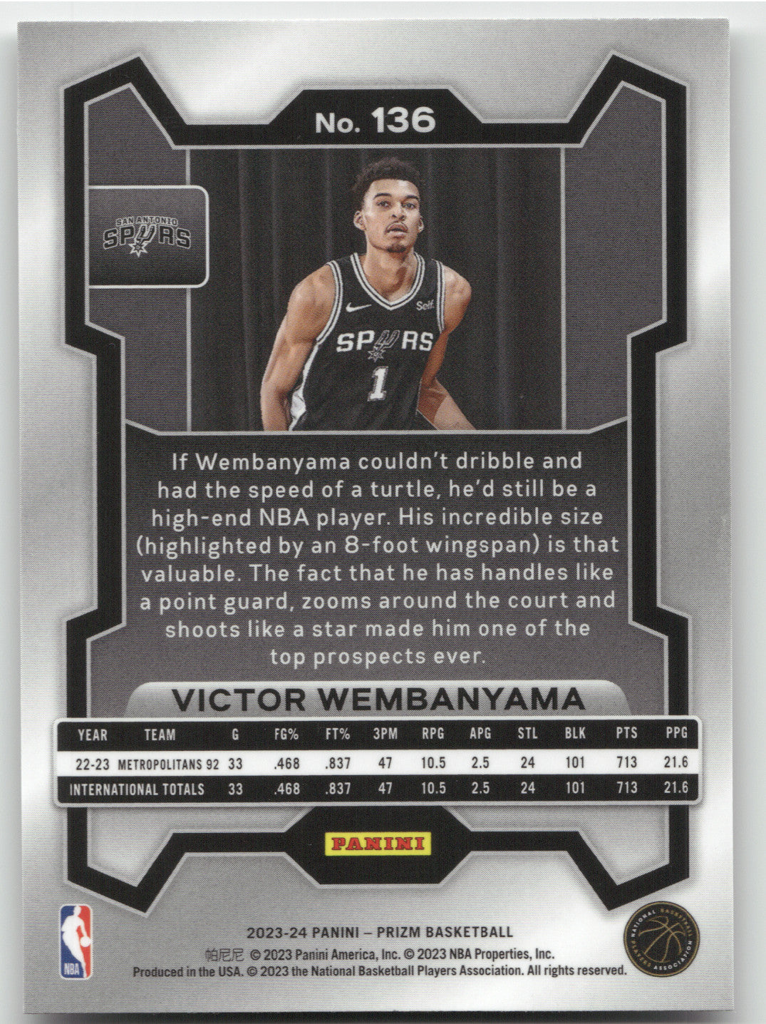 2023 Panini Prizm Victor Wembanyama #136 RC