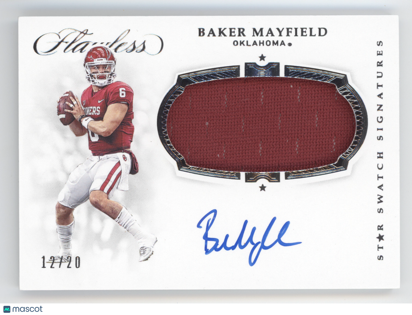 2019 Panini Flawless Collegiate Baker Mayfield #5 Star Swatch Signatures 12/20