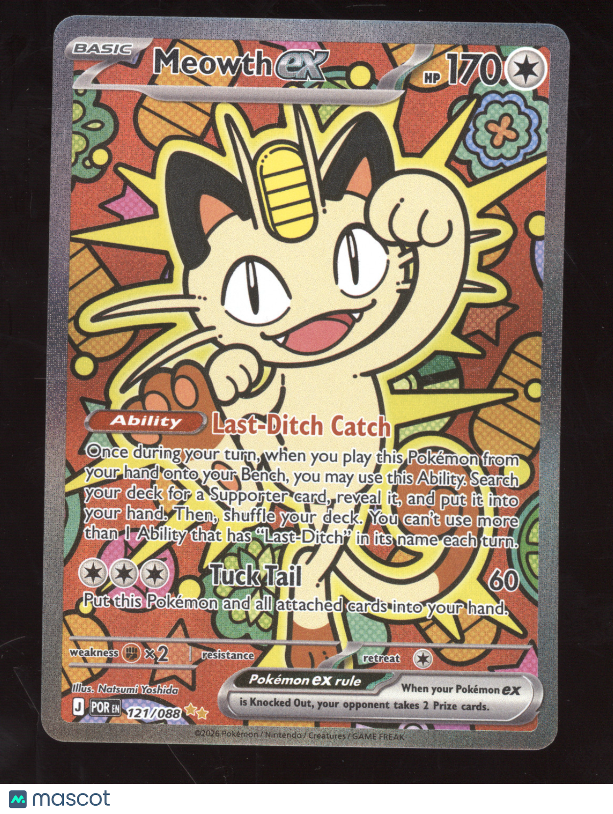 2026 Mega Evolution Perfect Order Meowth ex Secret Rare #121/088