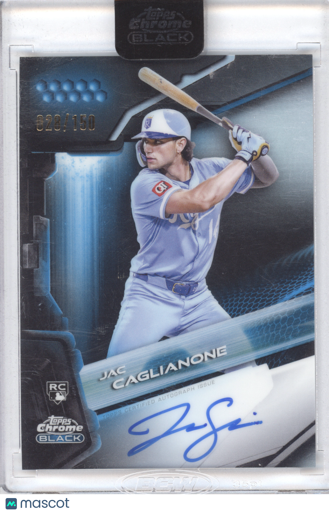 2026 Topps Chrome Black Autograph Jac Caglianone #CBA-CAG Blue 028/150 RC