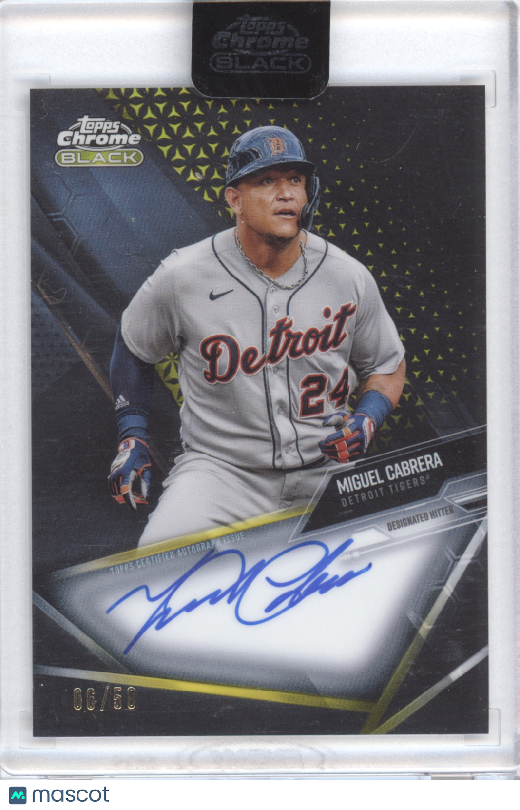 2021 Topps Chrome Black Autograph Miguel Cabrera #CBA-MC Gold 06/50