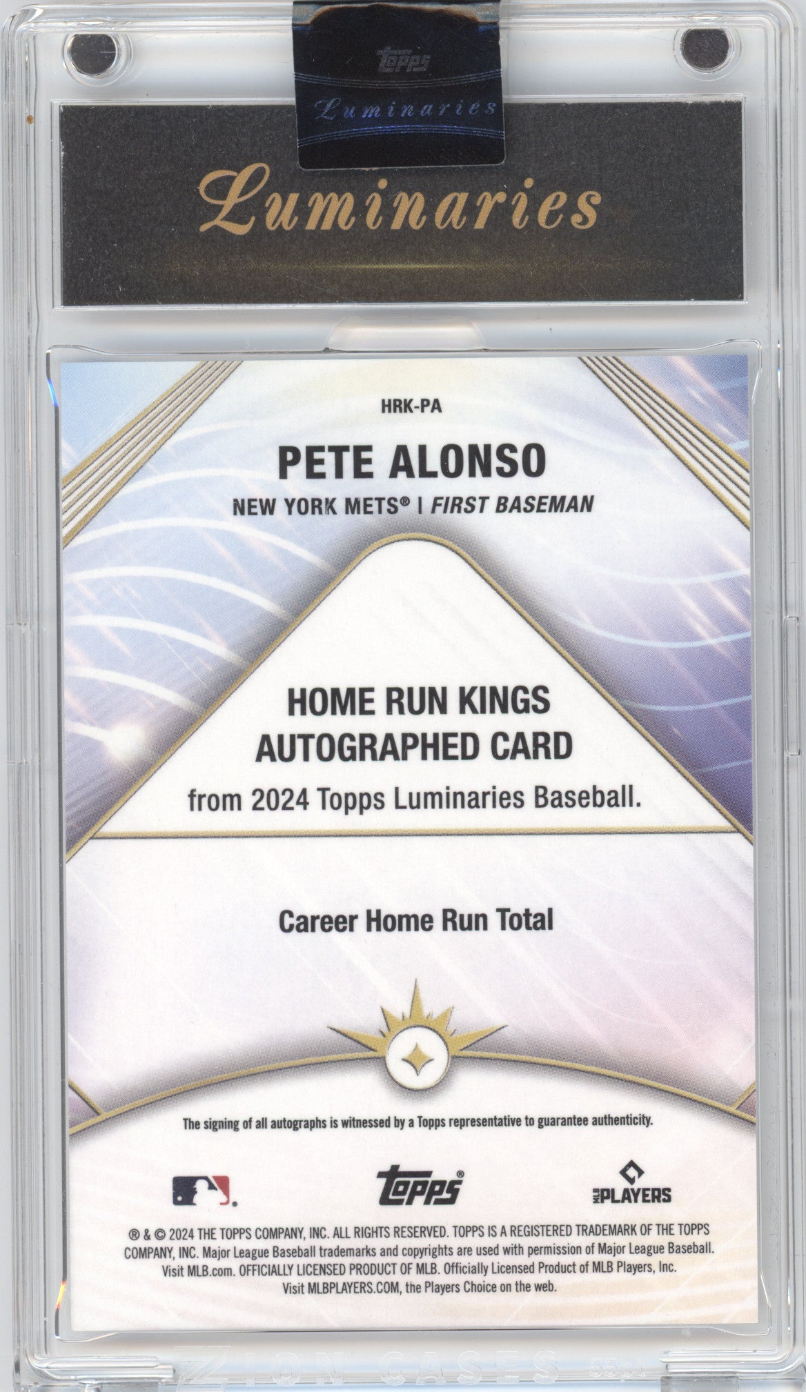 2024 Topps Luminaries Home Run Kings Autograph Pete Alonso #HRK-PA 22/25