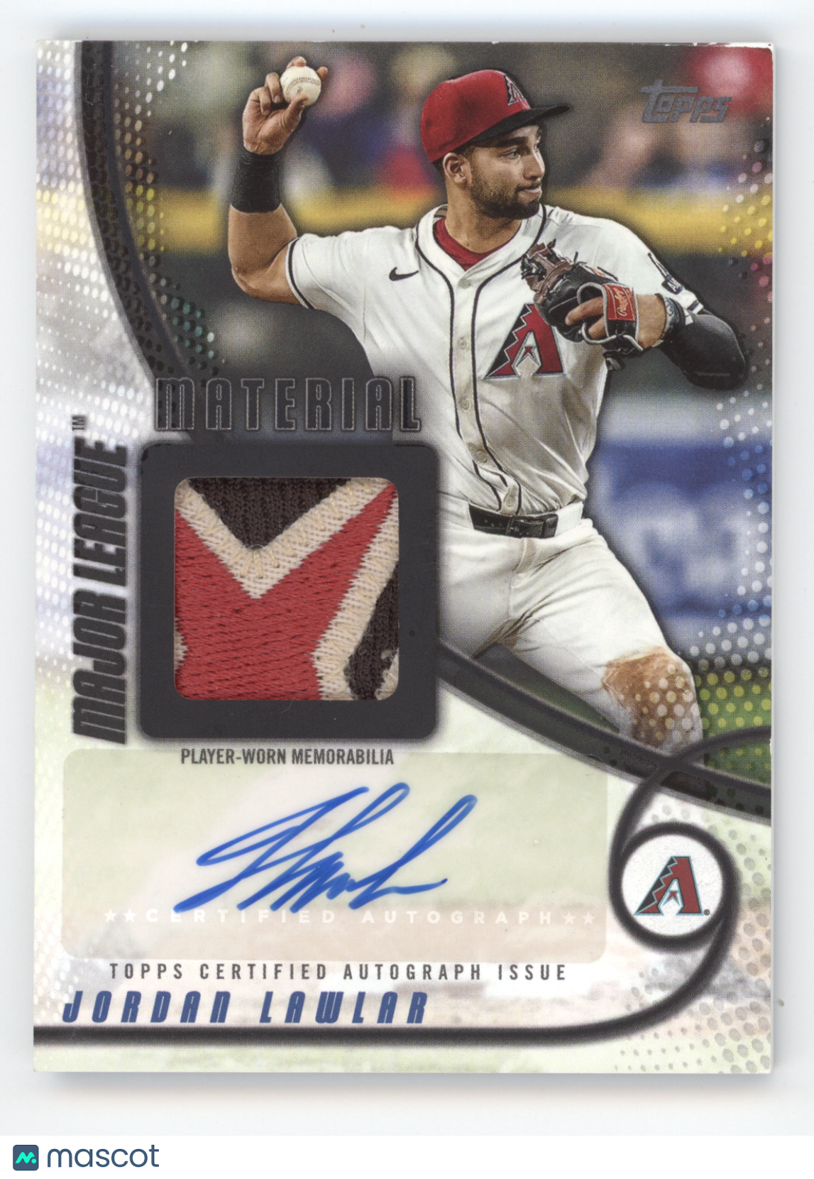 2025 Topps Major League Material Autograph Jordan Lawlar #MMAU-JL Relic 10/10