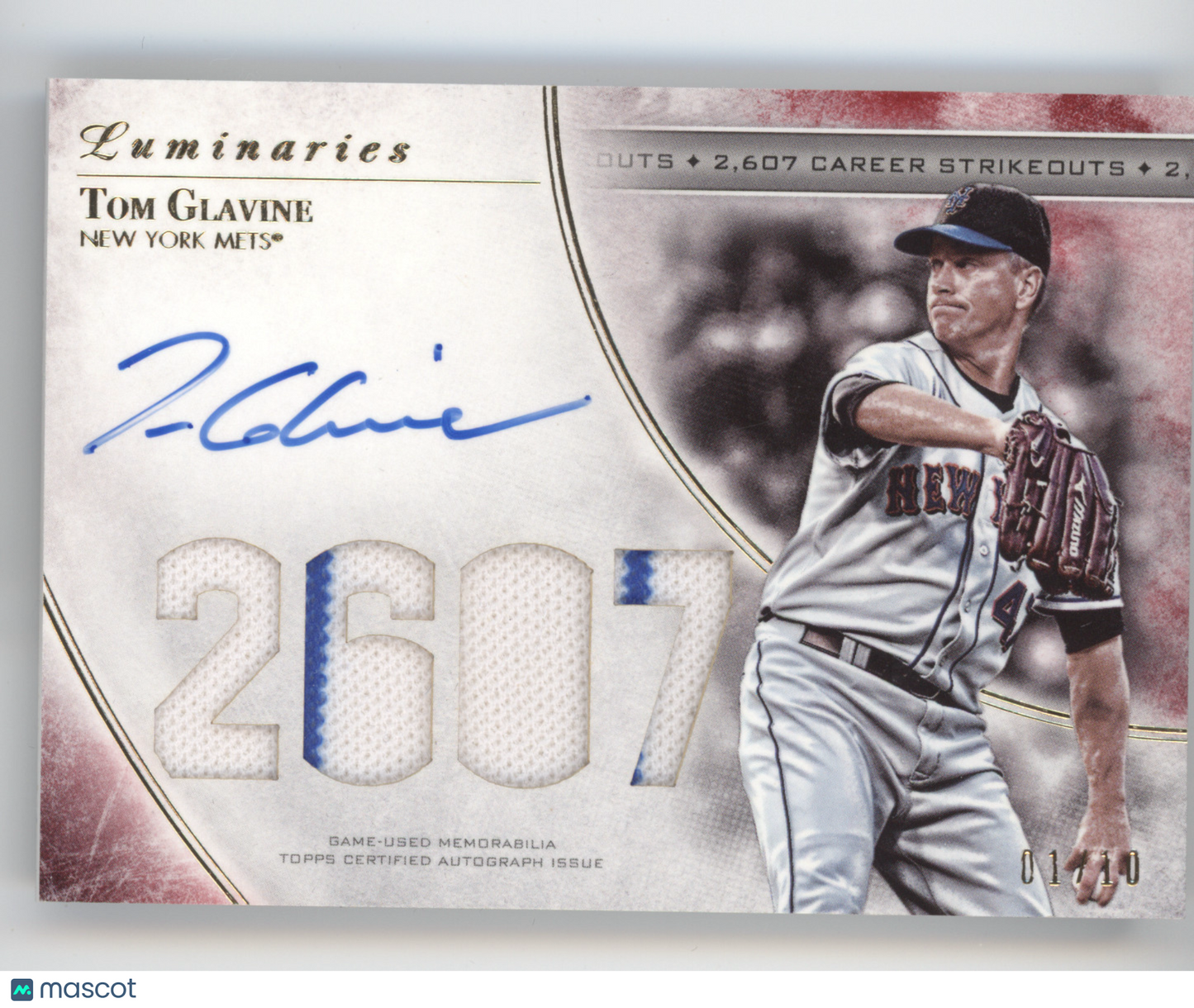 2017 Topps Luminaries Masters of the Mound Autographs Tom Glavine #MMR-TG 01/10