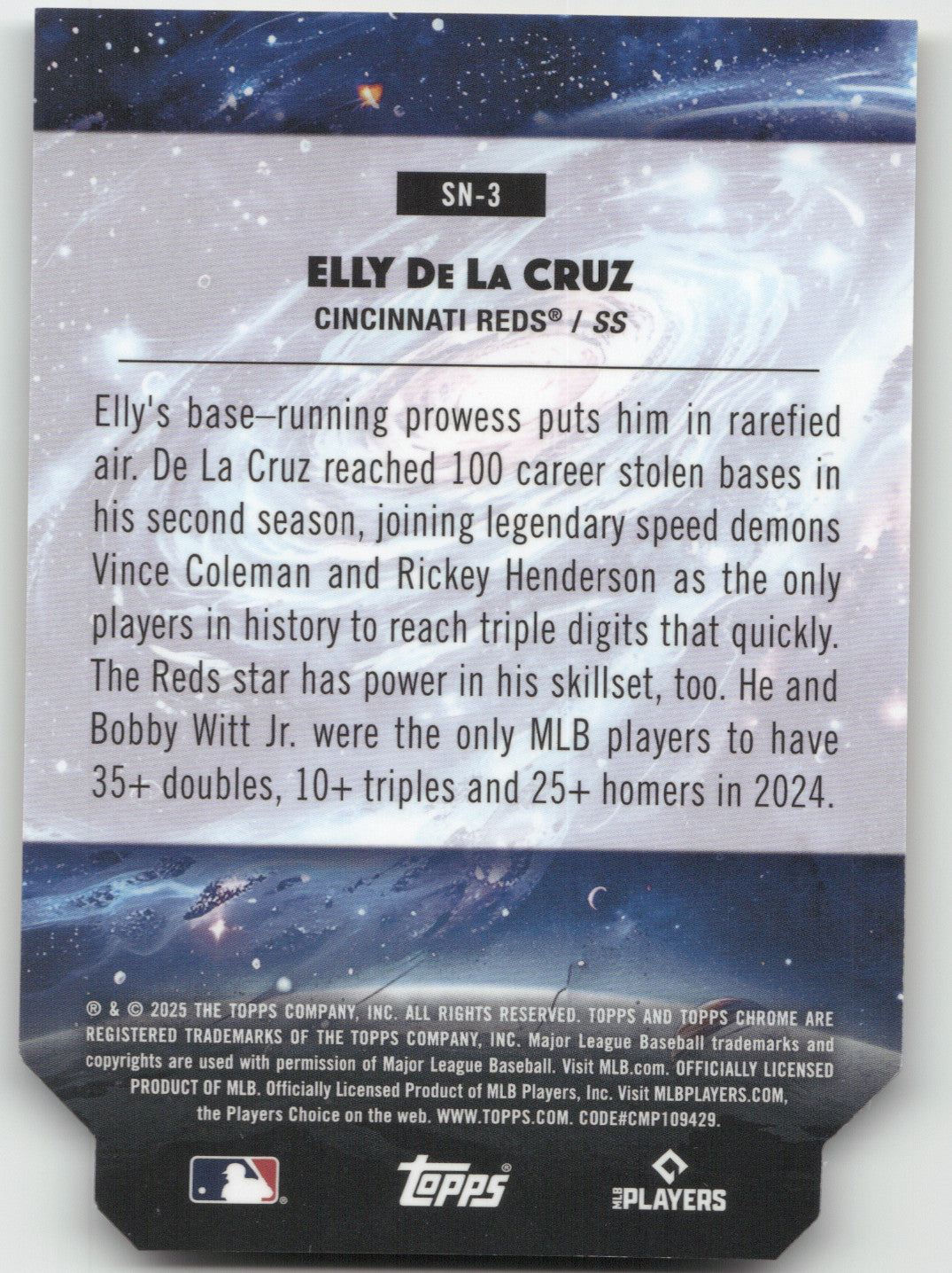 2025 Topps Chrome Stella Nova Elly De La Cruz #SN-3 Gold 01/50