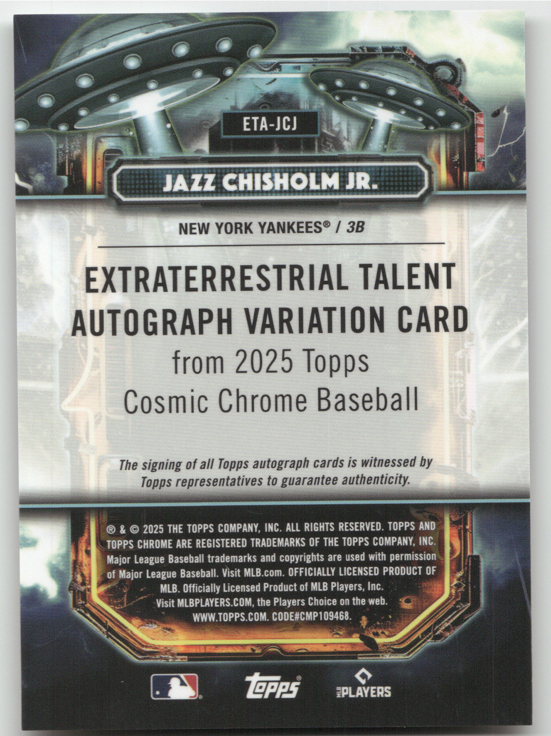 2025 Topps Cosmic Chrome Extraterrestrial Jazz Chisholm Jr. Gold RayWave Auto