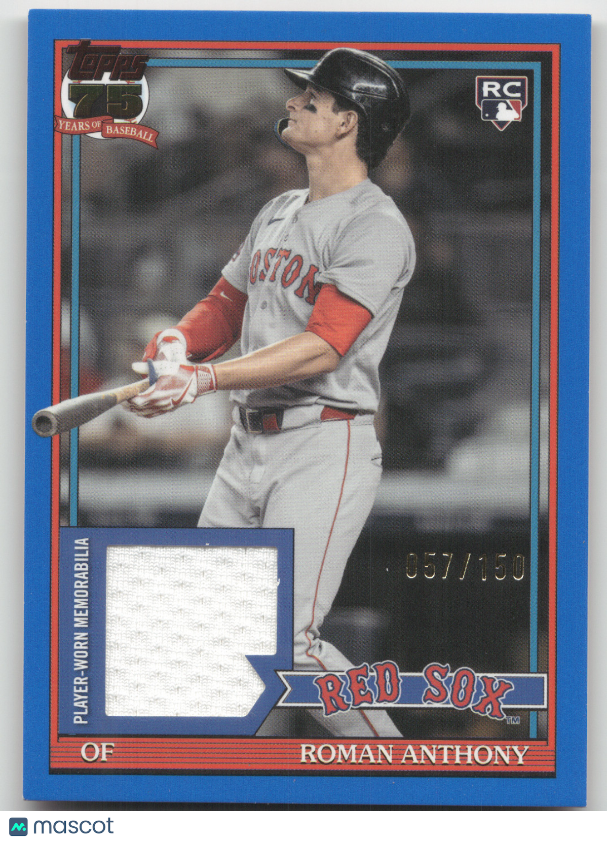 2026 Topps 1991 Topps Baseball Relic Card Roman Anthony Blue Border 057/150 RC