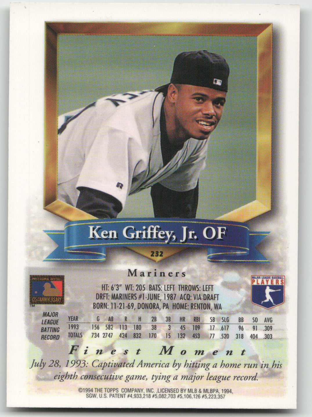 1994 Topps Finest Ken Griffey Jr. #232