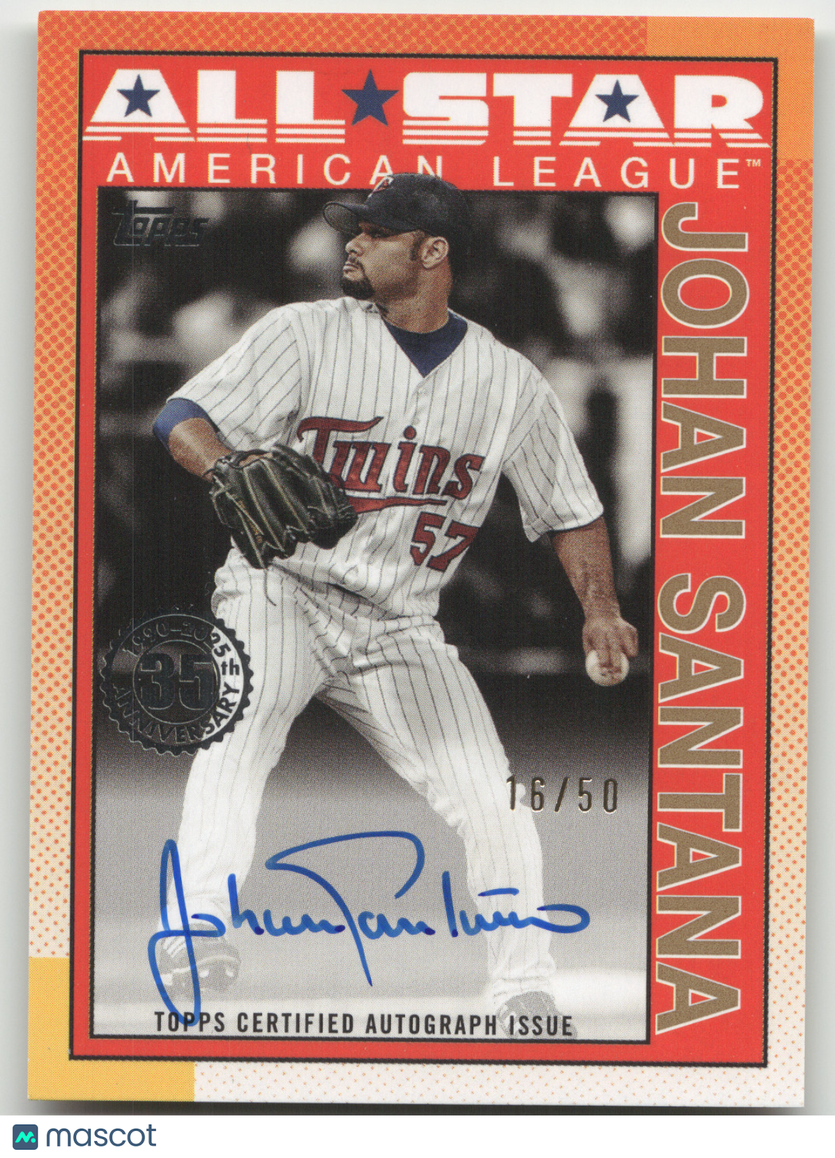 2025 Topps Baseball All-Stars Autograph Card Johan Santana #90AS-JS 16/50