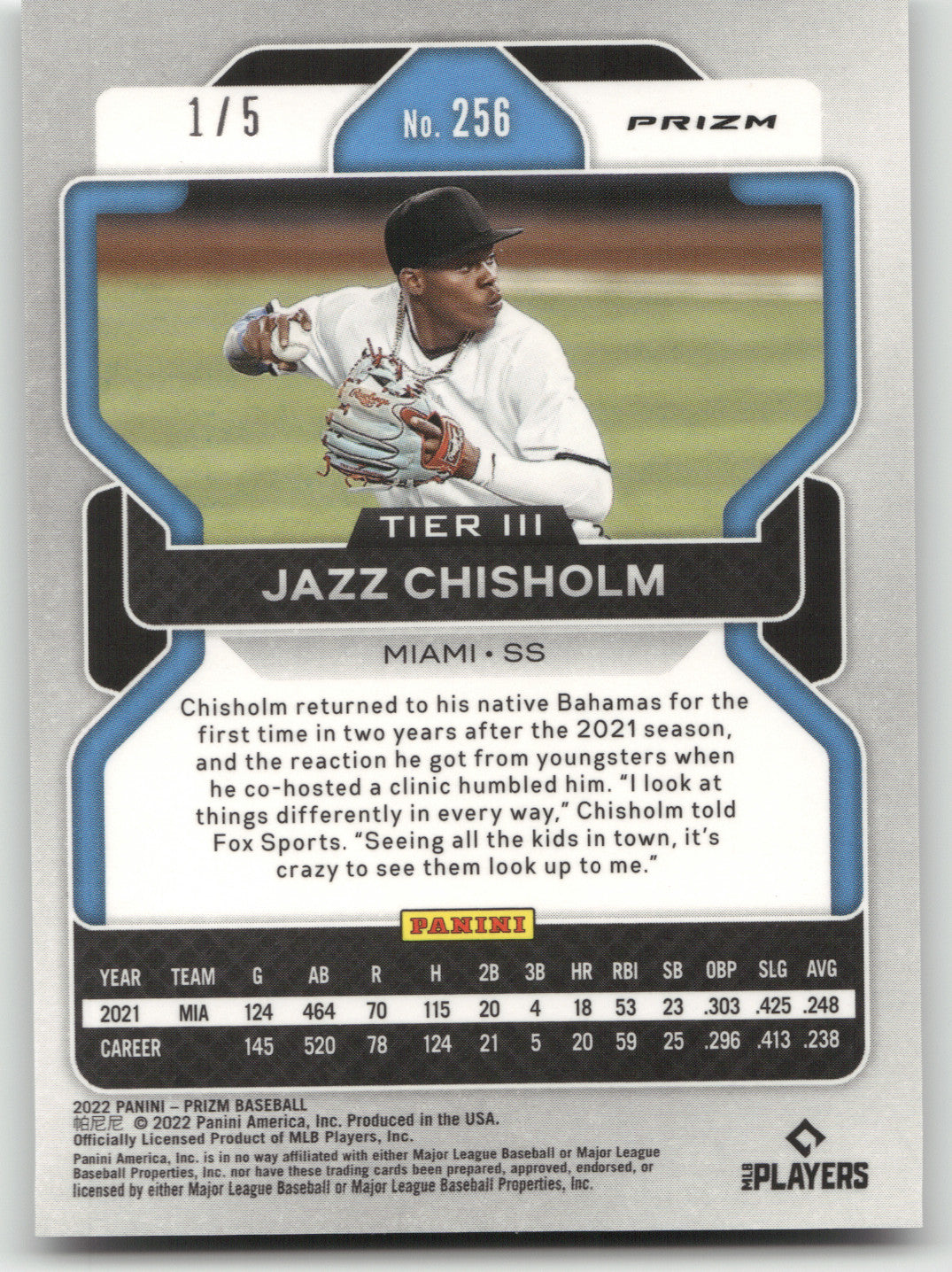 2022 Panini Prizm Jazz Chisholm #256 White Disco 1/5
