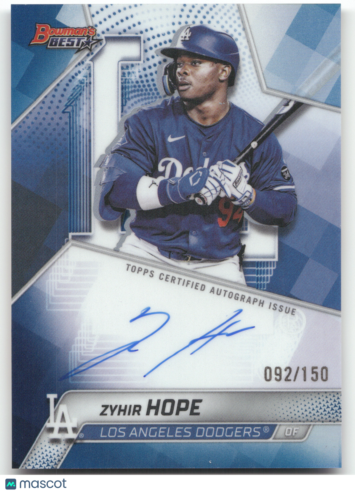 2025 Bowman's Best Zyhir Hope #B25-ZH Blue Refractor 092/150