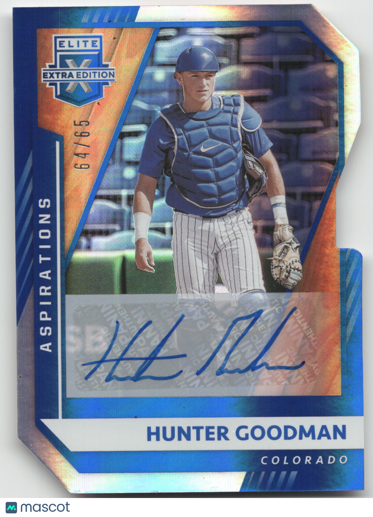 2021 Panini Elite Extra Edition Hunter Goodman #109 Aspirations Blue 64/65