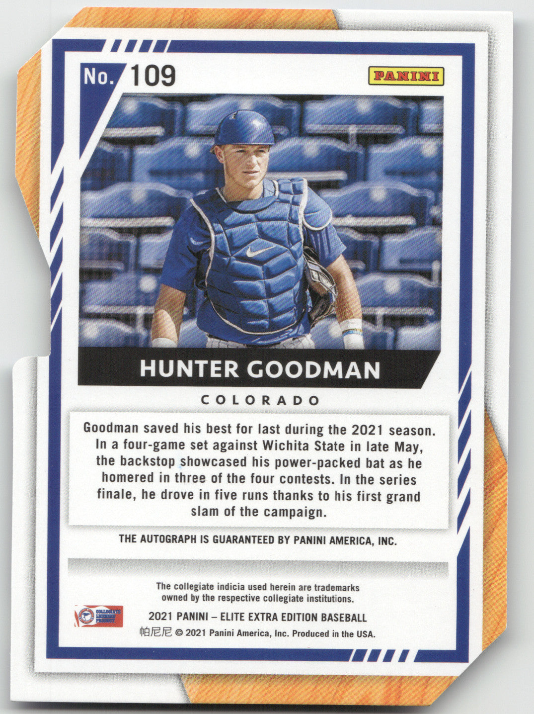 2021 Panini Elite Extra Edition Hunter Goodman #109 Aspirations Blue 64/65