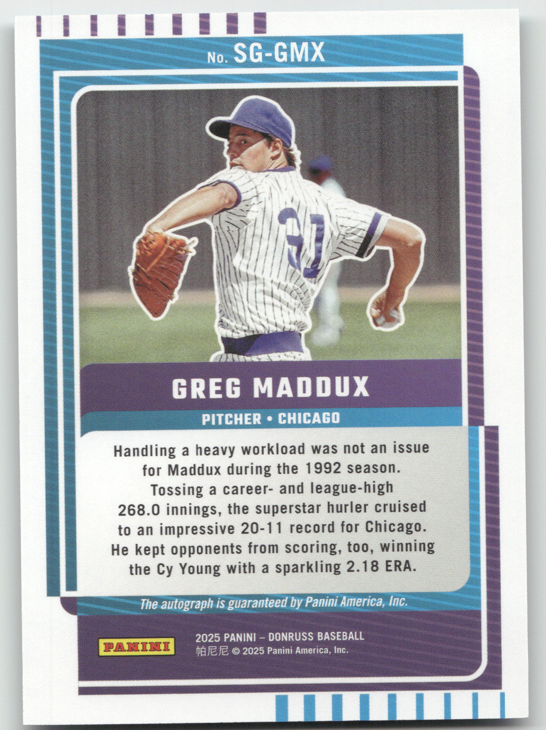 2025 Panini Donruss Signature Series Greg Maddux #SG-GMX 14/15