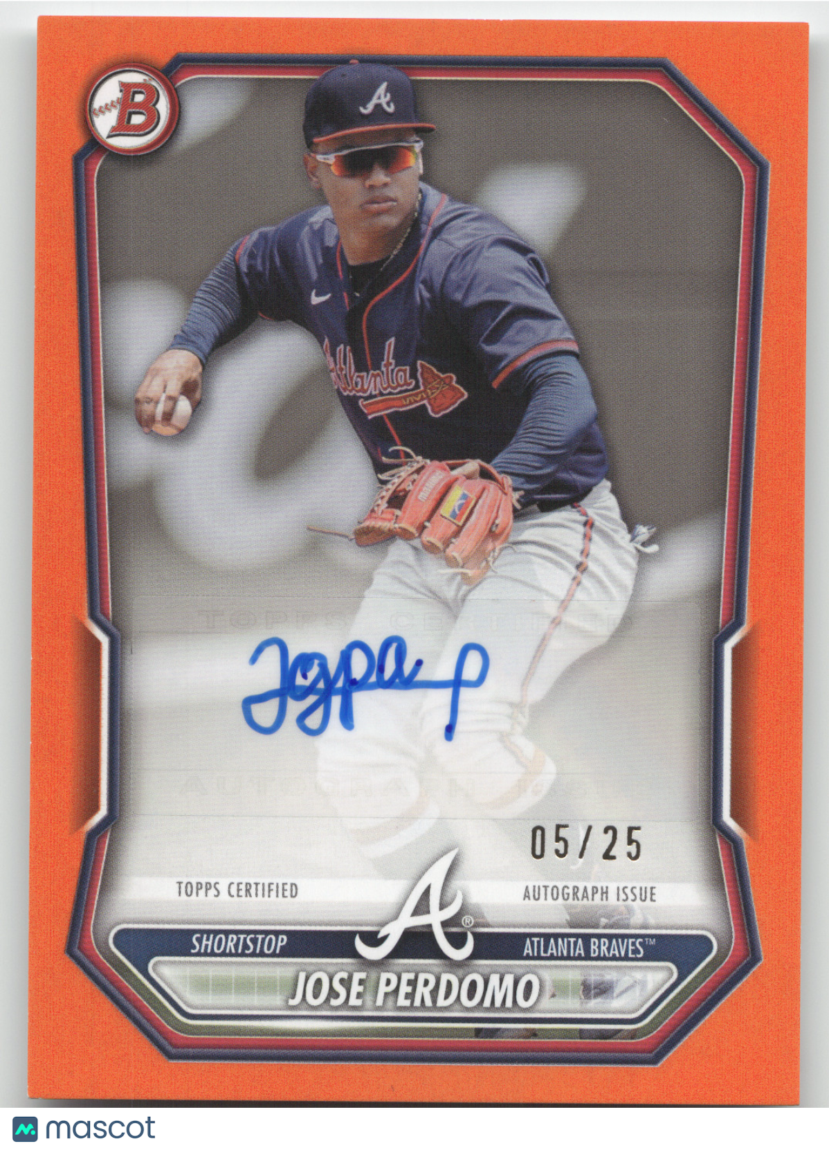 2026 Bowman Jose Perdomo #BPA-JP Orange 05/25
