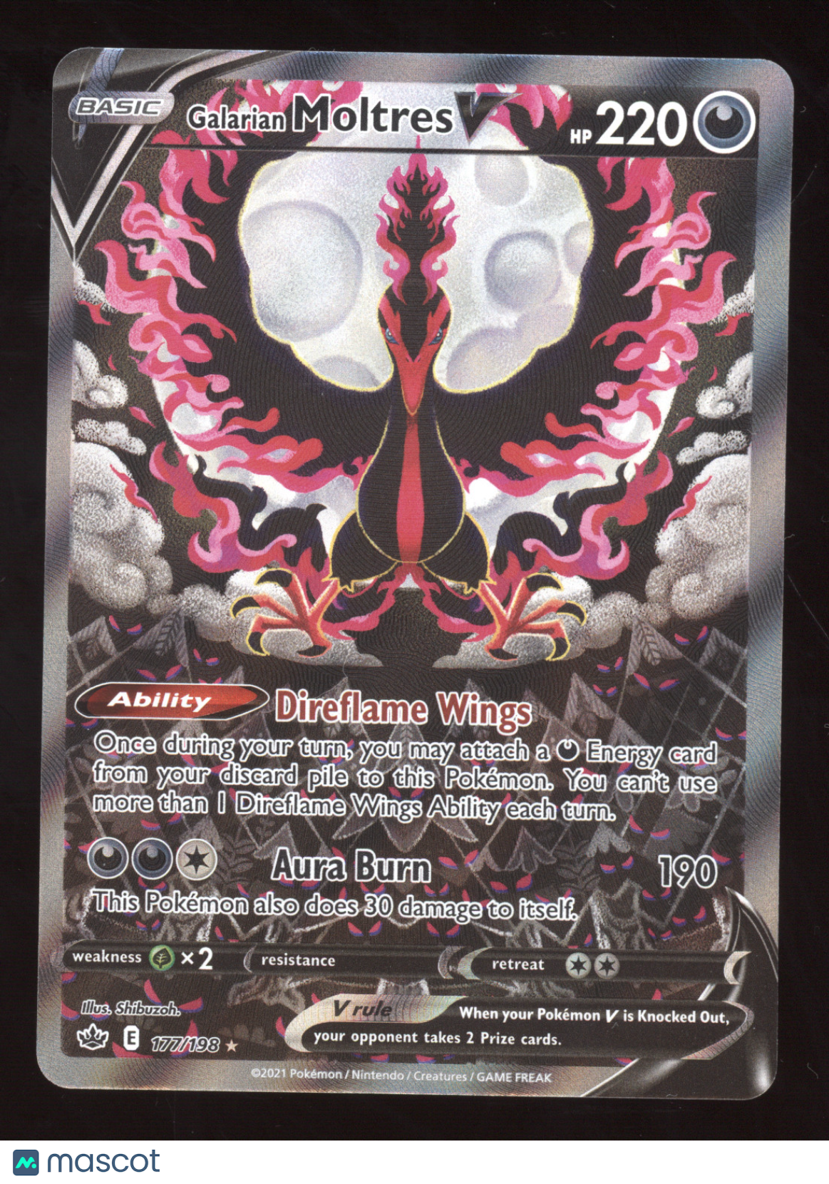 2021 SWSH Chilling Reign Galarian Moltres V Rare Ultra #177/198
