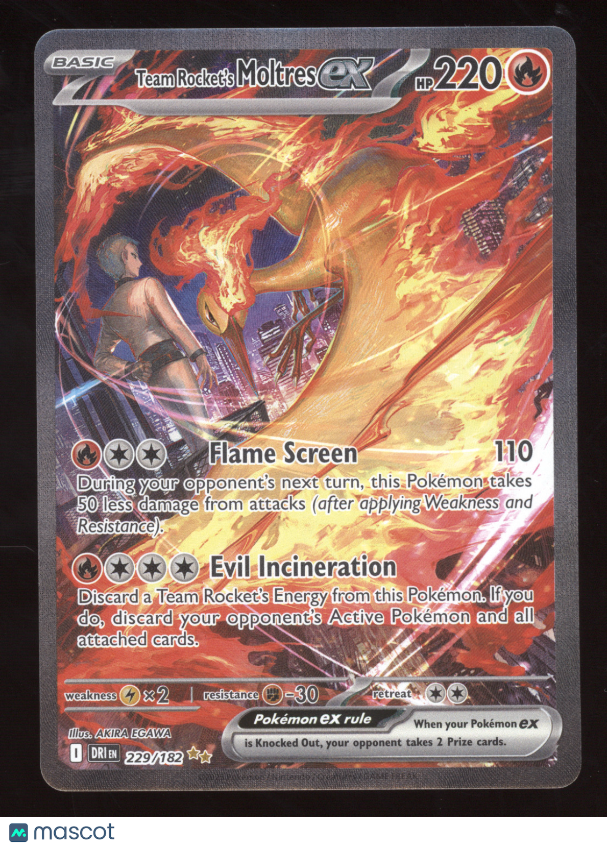 2025 S&V Destined Rivals Team Rocket's Moltres ex Secret Rare #229/182