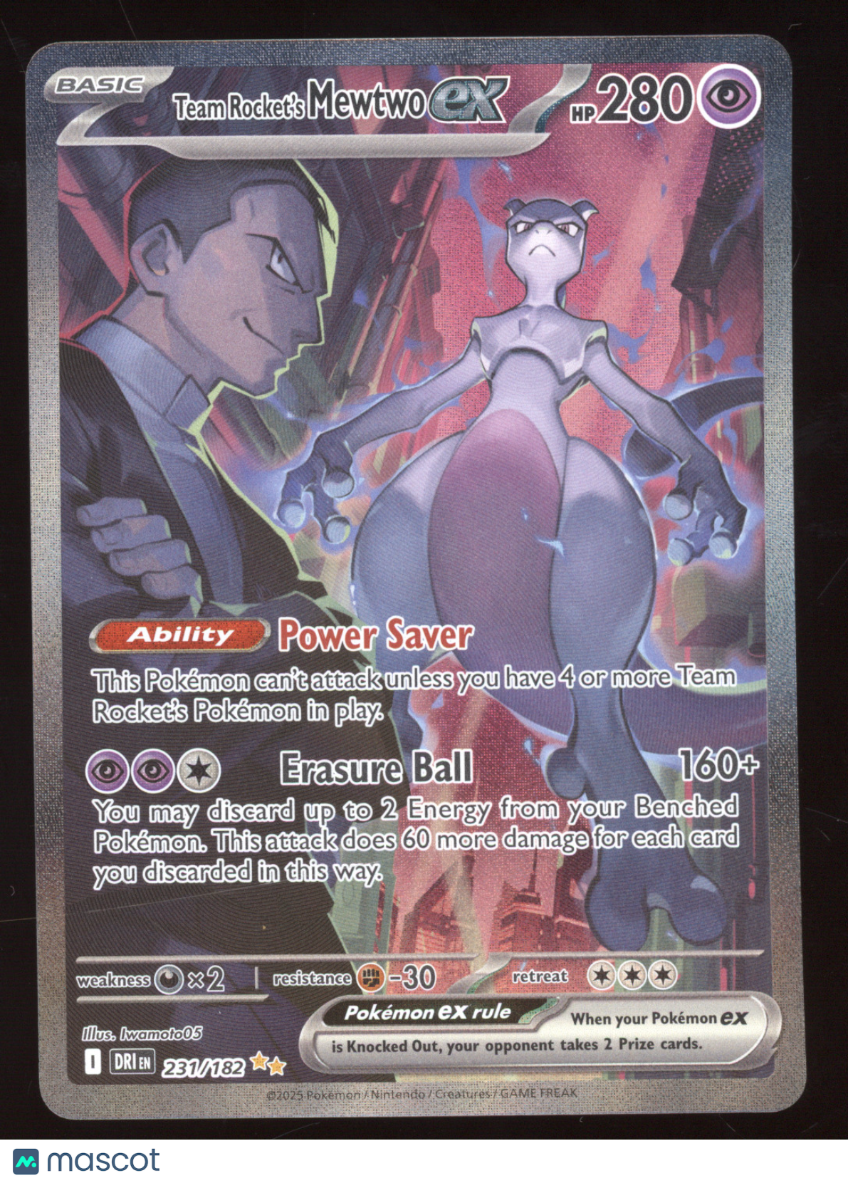 2025 S&V Destined Rivals Team Rocket's Mewtwo ex Secret Rare #231/182