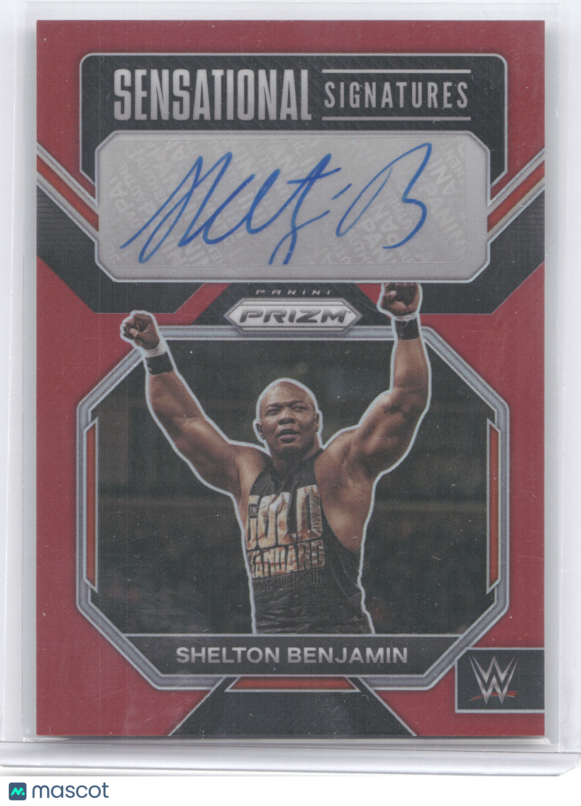 2023 Panini Prizm WWE Sensational Signatures Shelton Benjamin #SN-SHB Red 53/99