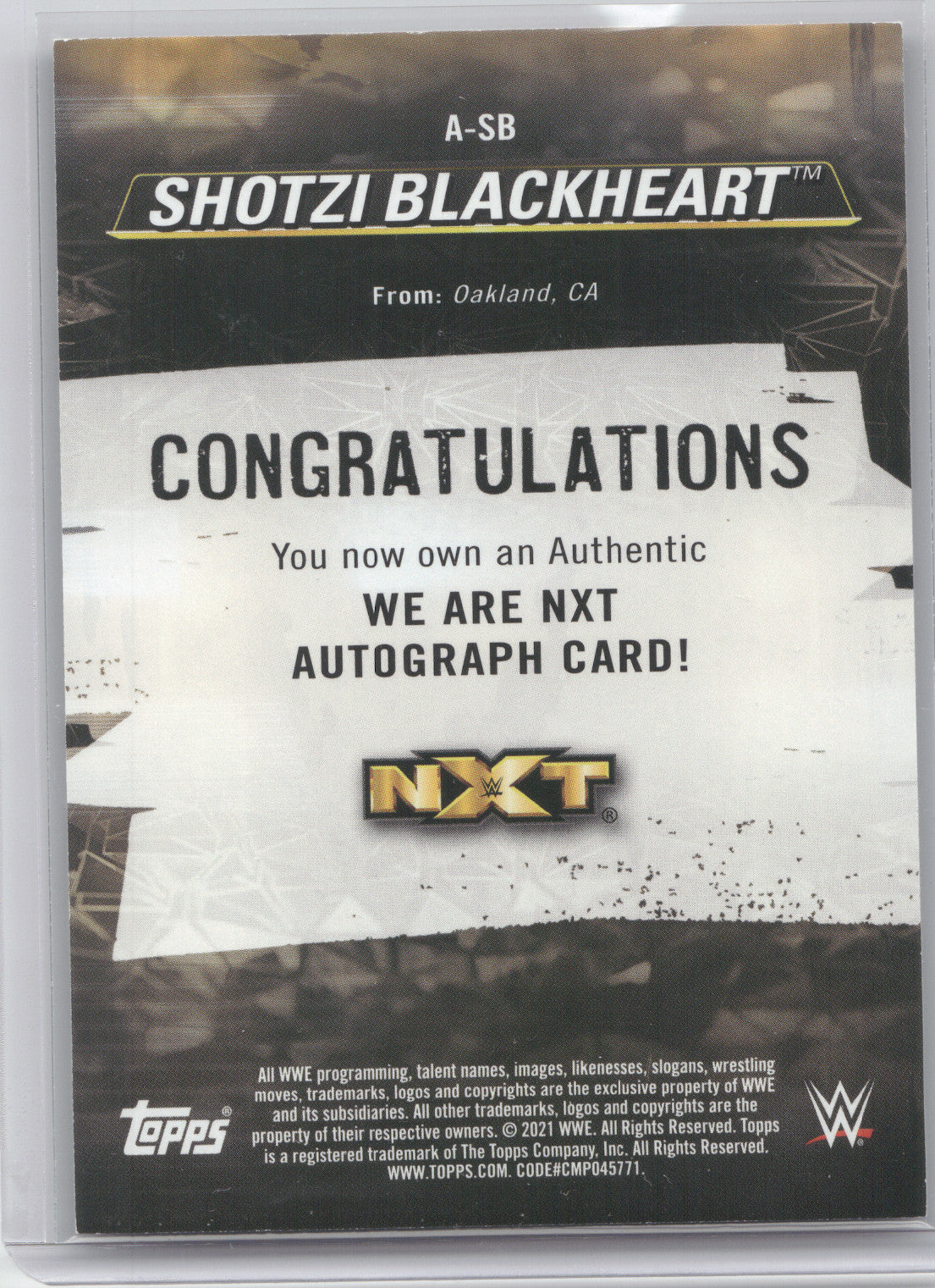 2021 Topps WWE NXT We Are NXT Autograph Shotzi Blackheart #A-SB Green 05/99