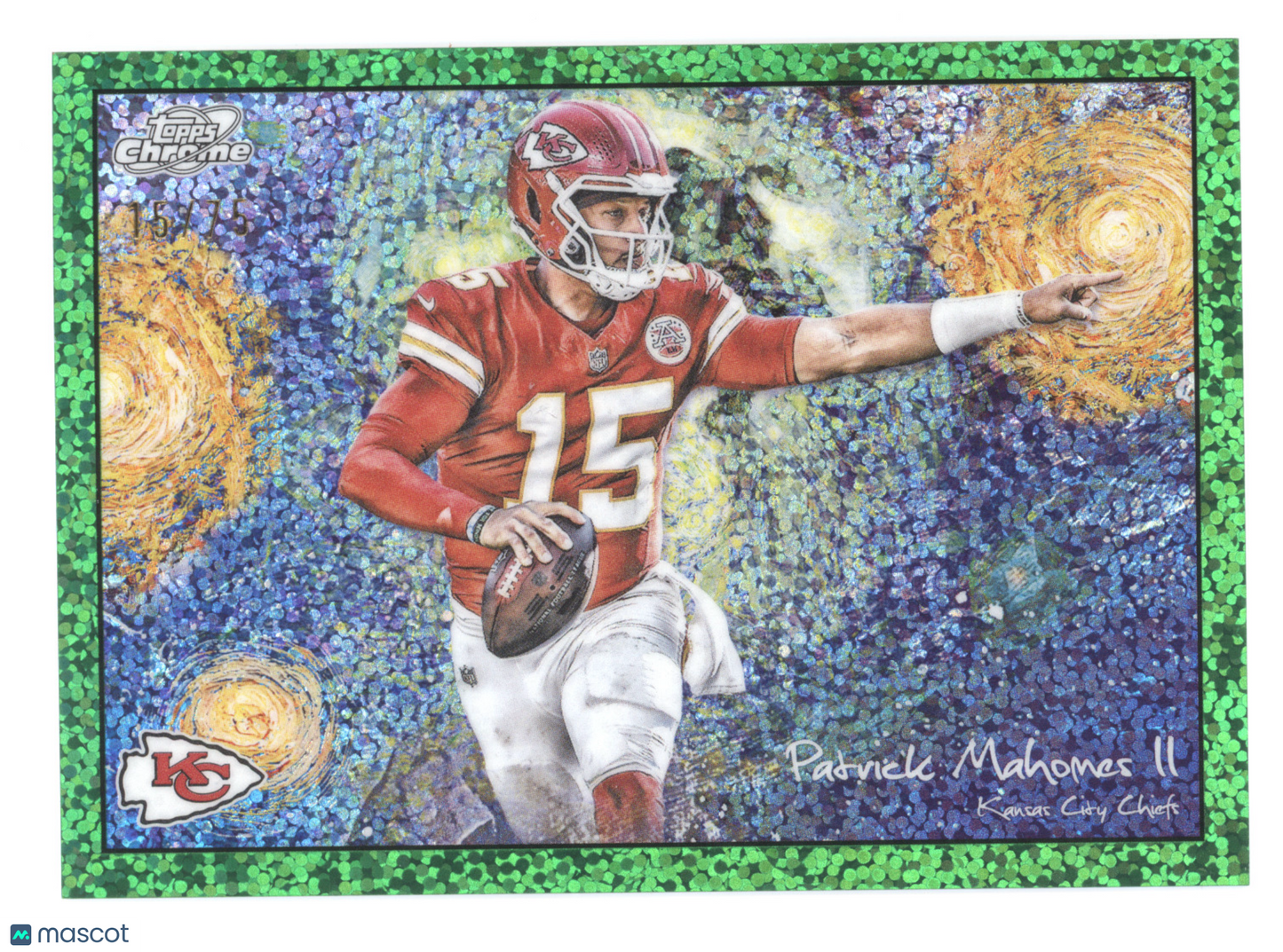 2025 Topps Cosmic Chrome Patrick Mahomes II #14 Green Space Dust (# Match) 15/75