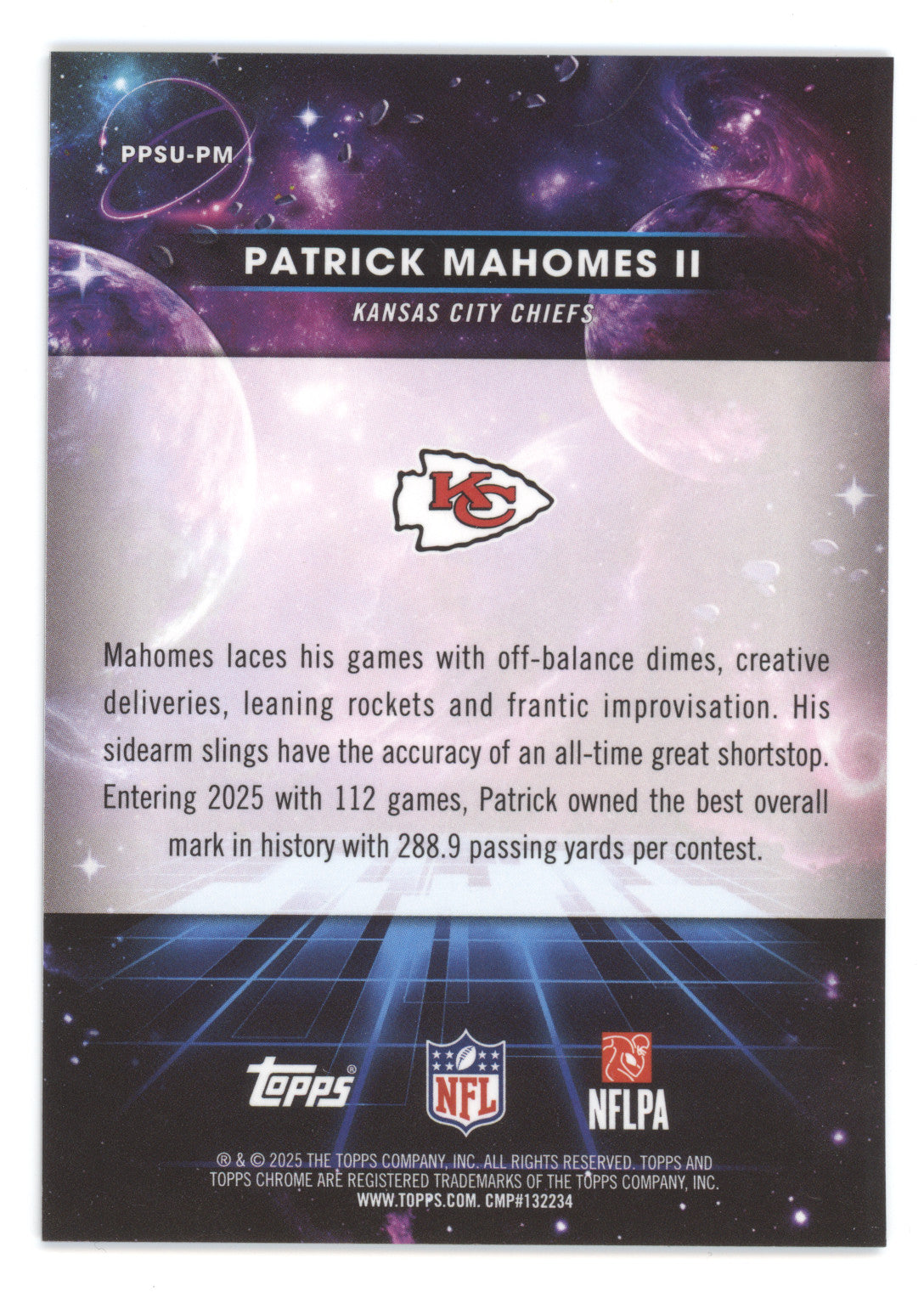 2025 Topps Cosmic Chrome Planetary Pursuit Patrick Mahomes II #PPSU-PM Sun