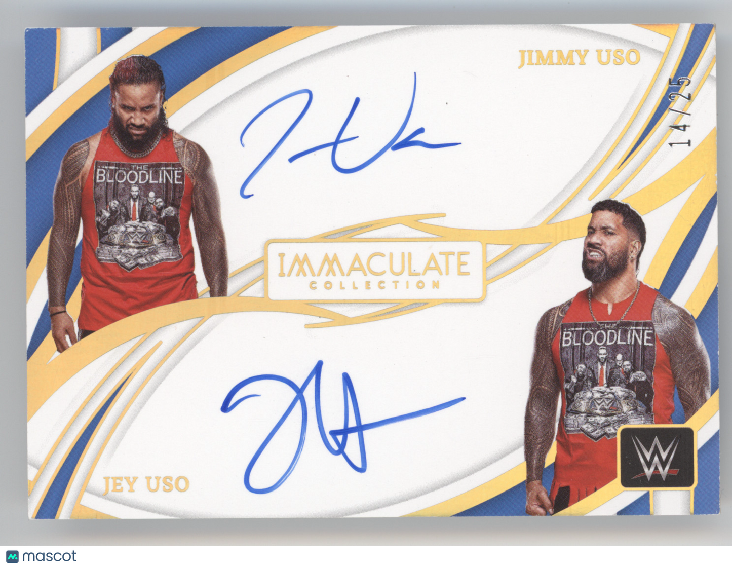 2022 Panini Immaculate Collection WWE Dual Auto Jimmy Uso Jey Uso #DA-USO 14/25
