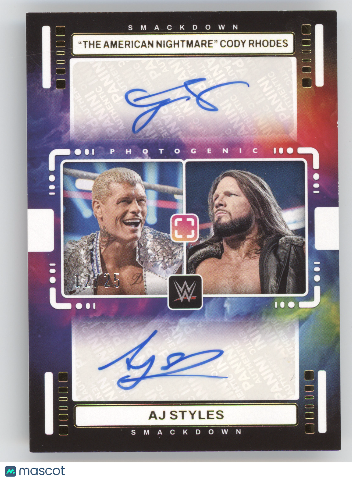 2024 Panini Photogenic WWE Cody Rhodes AJ Styles #DA-CRA 12/25 Dual Autographs