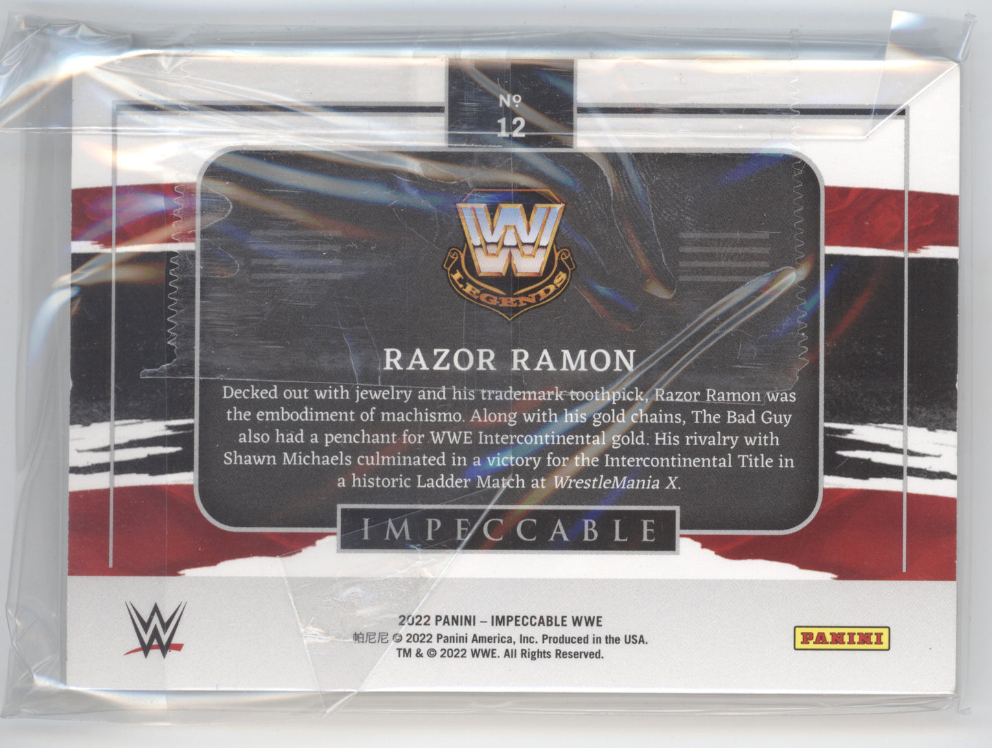 2022 Panini Impeccable WWE Razor Ramon  05/35 1 Troy Ounce .999 Fine Silver Bar