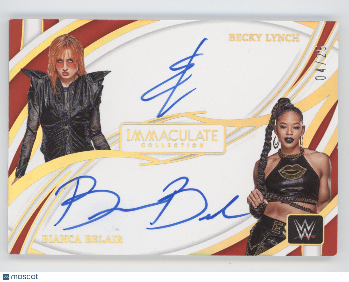 2022 Panini Immaculate WWE Dual Autograph Becky Lynch Bianca Belair #BLB 04/25