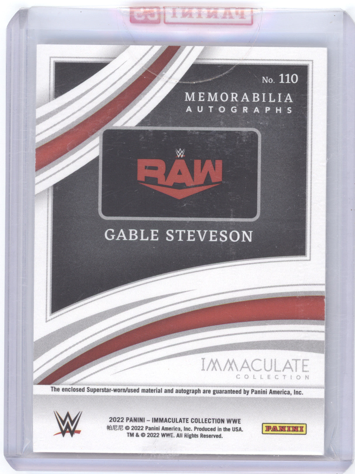 2022 Immaculate Collection Memorabilia Autographs Gable Steveson Acetate 6/8 RC
