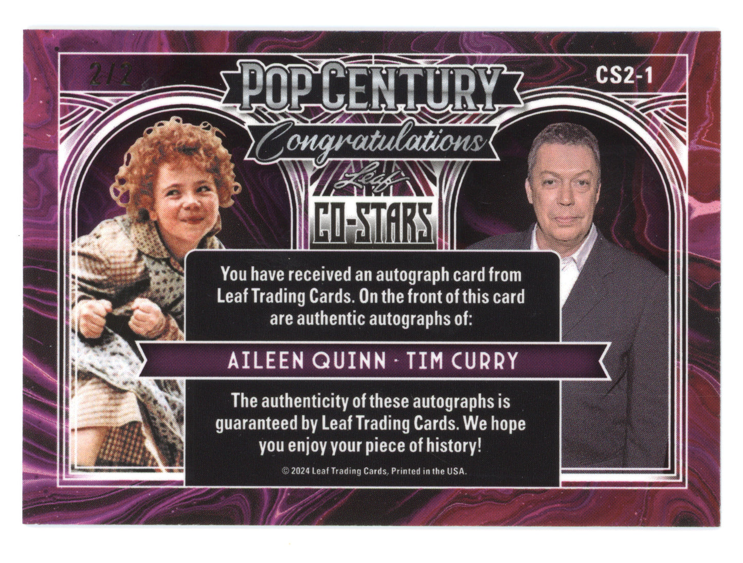2024 Leaf Pop Century Co-Stars Autographs Aileen Quinn Tim Curry 2/2 CS2-1 White