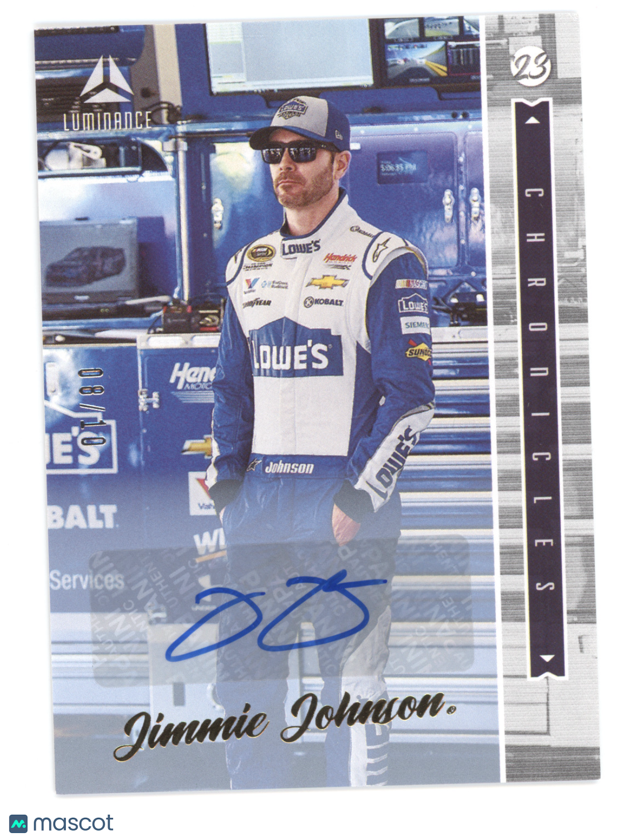 2023 Panini Chronicles Luminance Signatures Jimmie Johnson #3 Gold 08/10