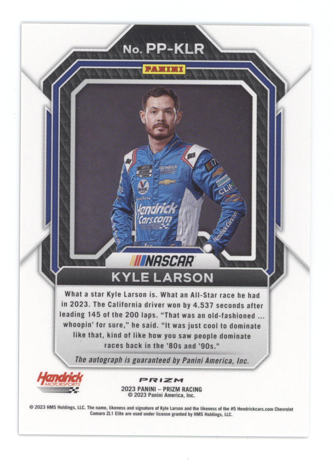 2023 Panini Prizm Racing Patented Penmanship Kyle Larson #PP-KLR