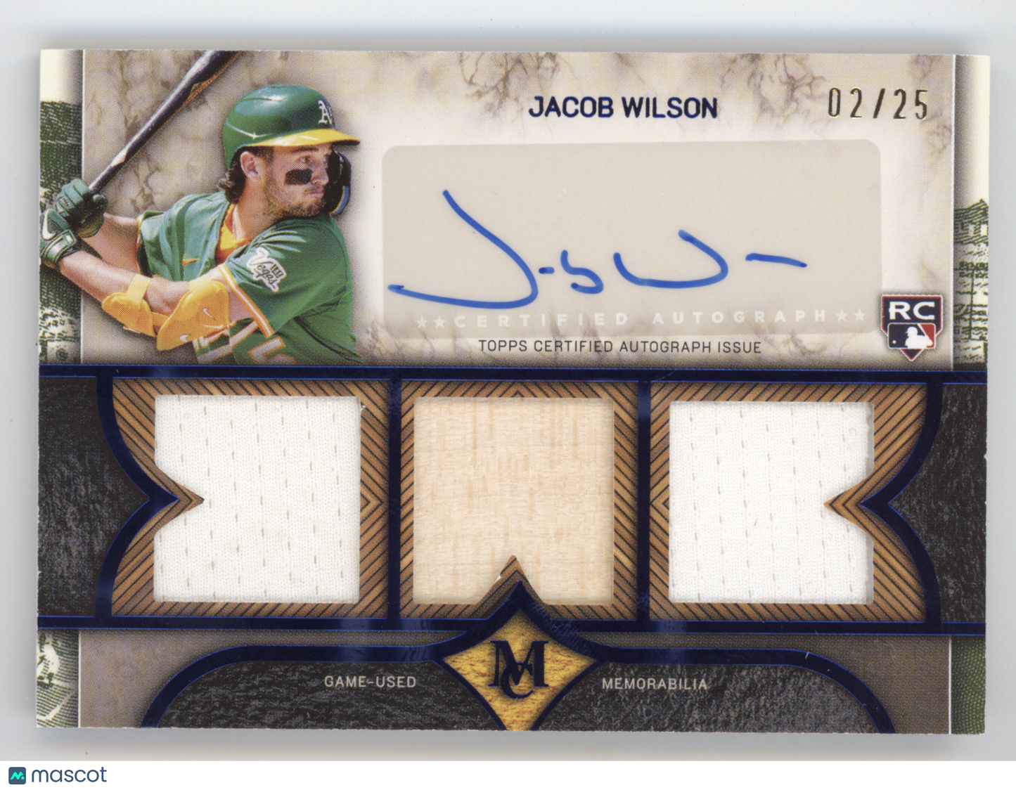 2025 Topps Museum Signature Swatches Triple Relic Jacob Wilson #JWI 02/25 RC