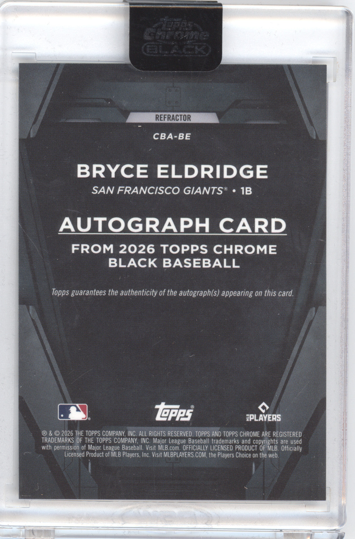2026 Topps Chrome Black Autographs Bryce Eldridge #CBA-BE Refractor RC 129/199