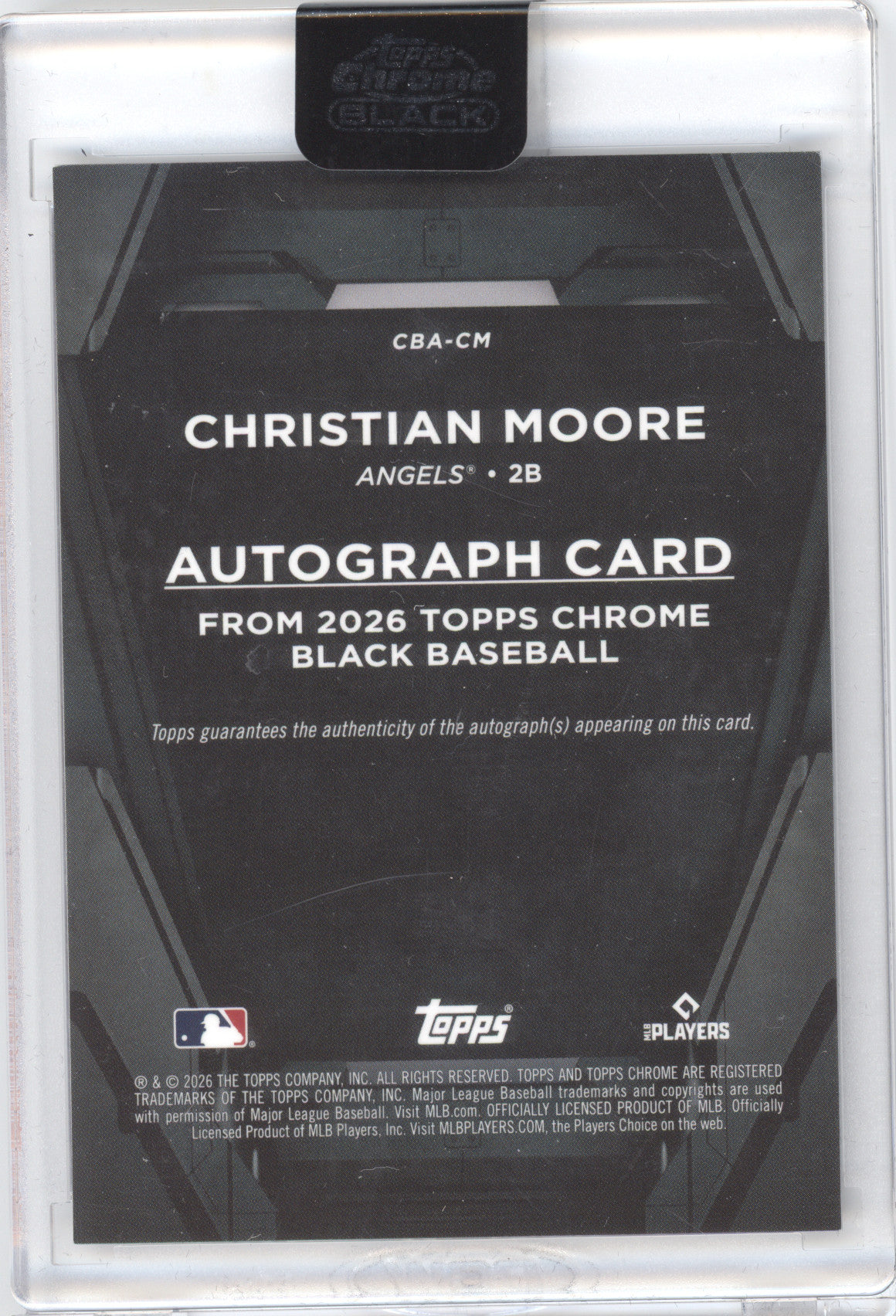 2026 Topps Chrome Black Autographs Christian Moore #CBA-CM Orange RC 23/25