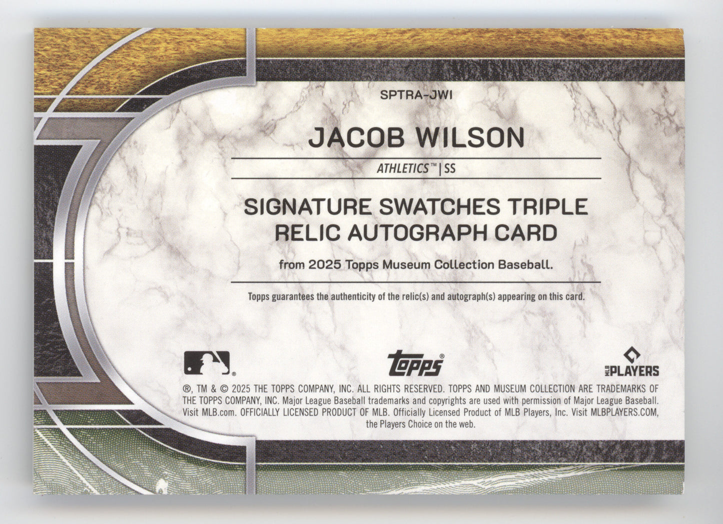 2025 Topps Museum Signature Swatches Triple Relic Jacob Wilson #JWI 02/25 RC