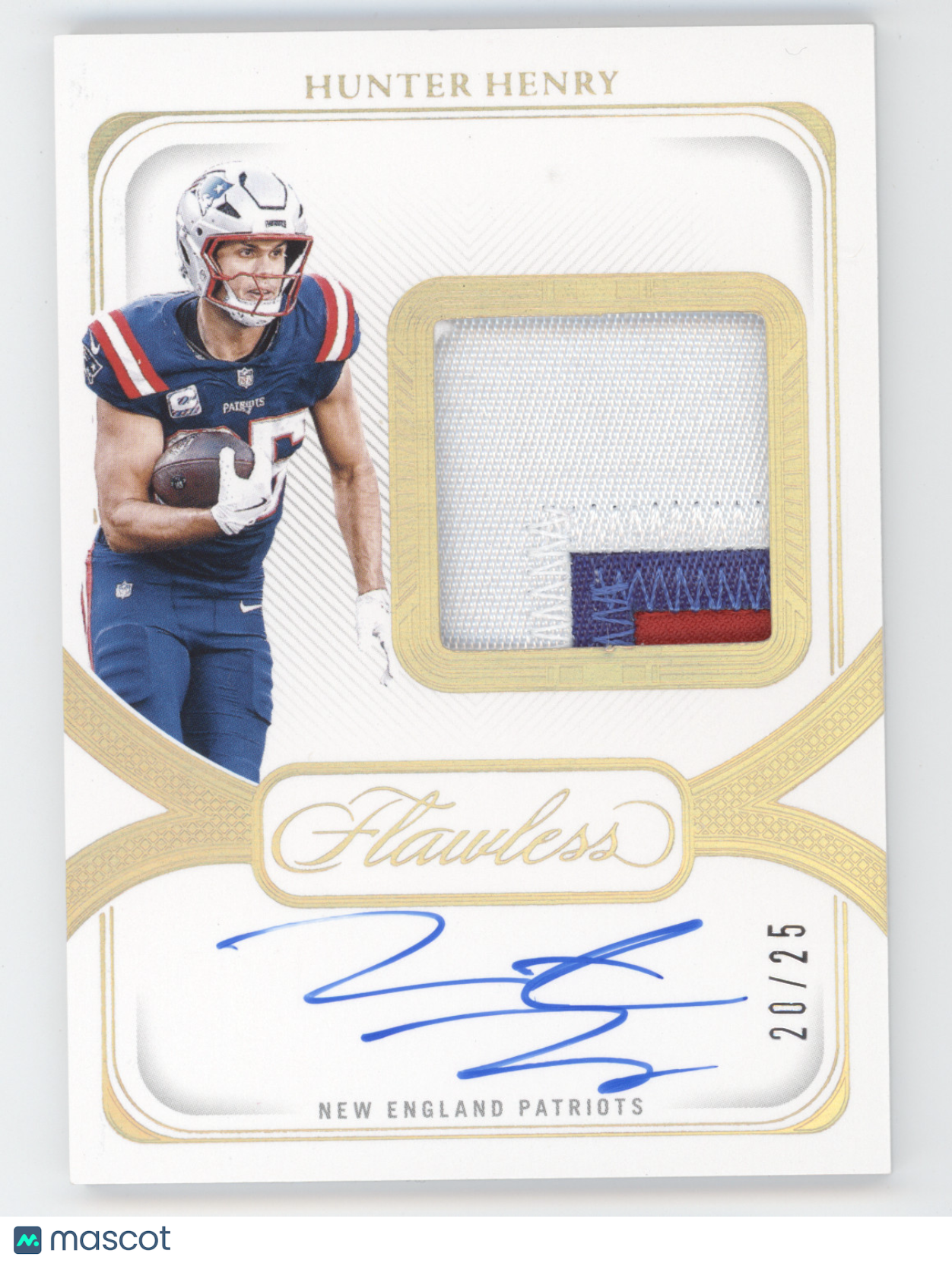 2024 Panini Flawless Hunter Henry #DPA-HHY Distinguished Patch Autograph 20/25