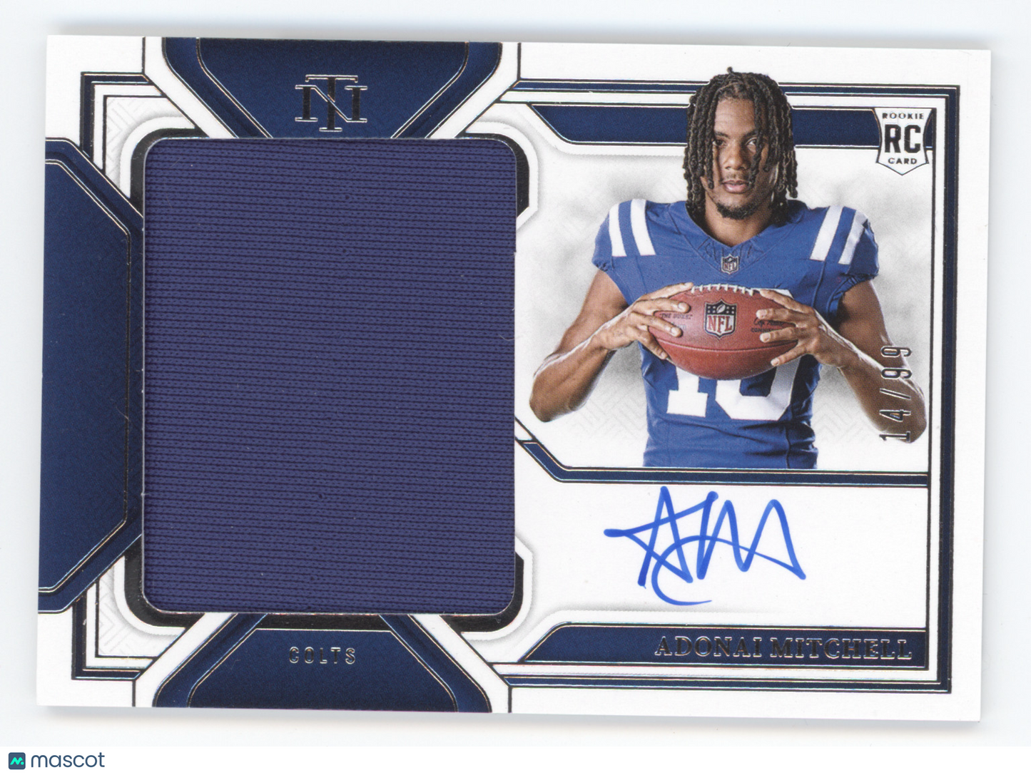 2024 Panini National Treasures Rookie Materials Signatures Adonai Mitchell 14/99