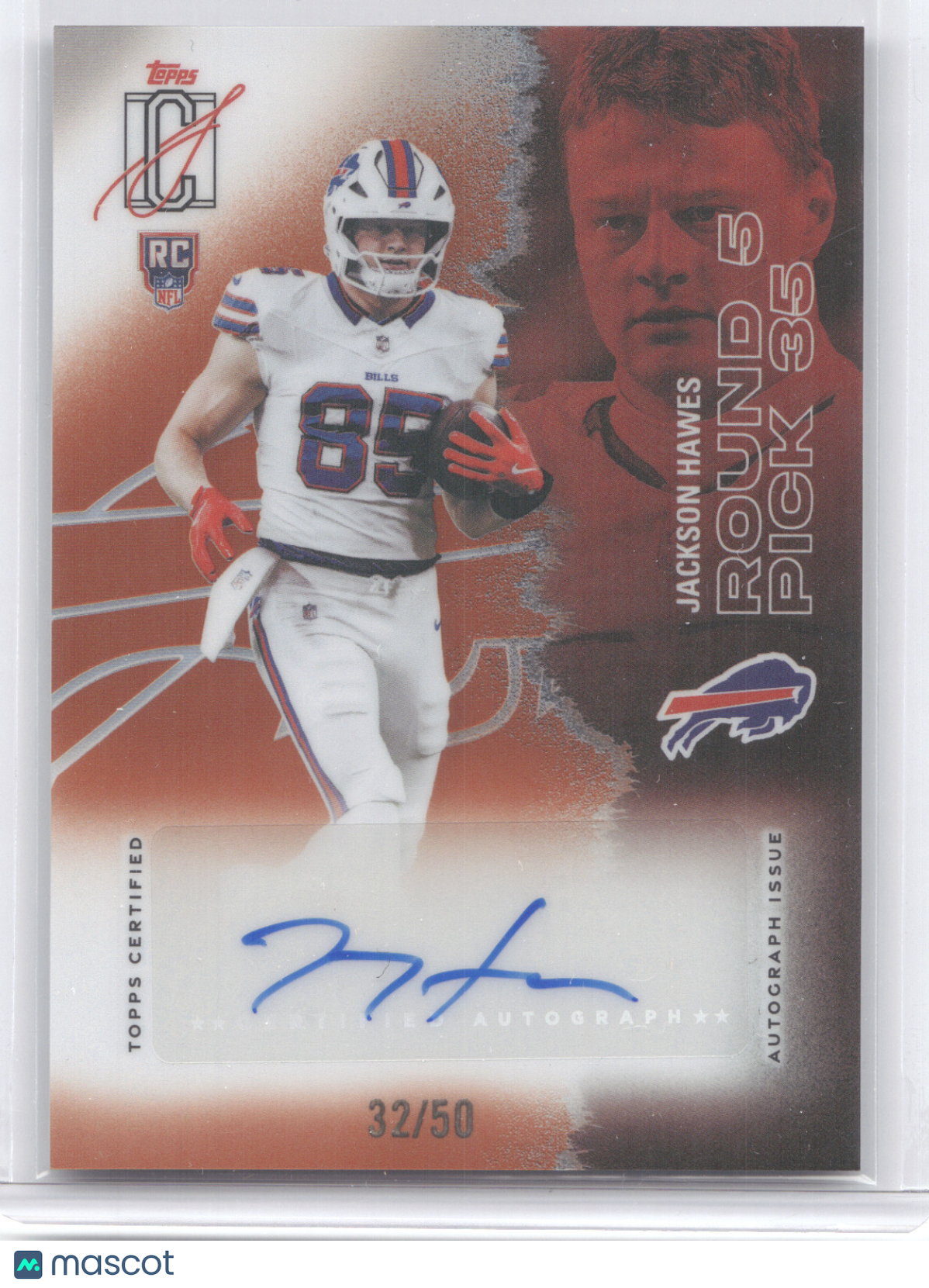 2025 Topps Signature Class Rookie Autographs Jackson Hawes #207 Orange RC 32/50