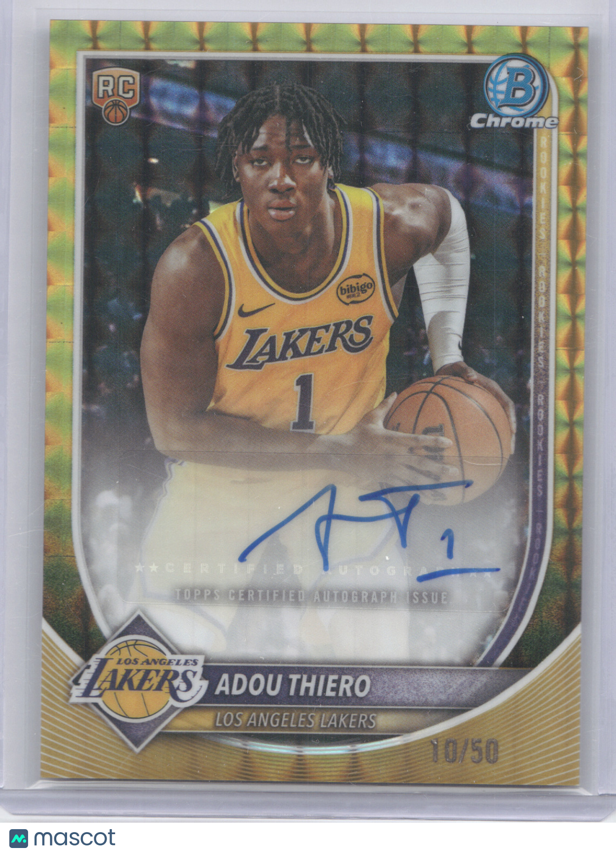 2025 Bowman Chrome Autographs Adou Thiero #BCA-AT Gold Geometric 10/50 RC
