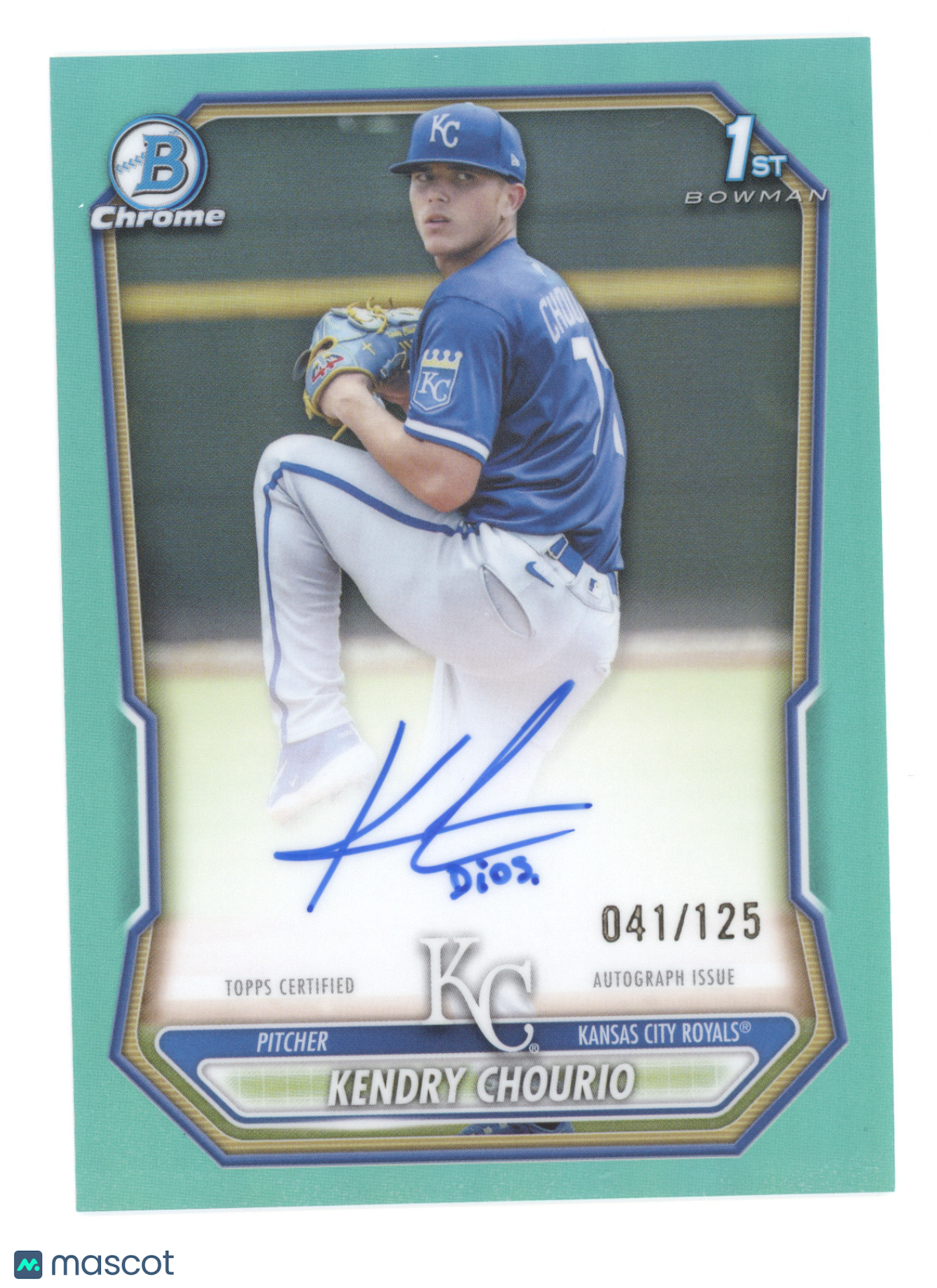 2026 Bowman Chrome Prospect Autographs Kendry Chourio #CPA-KC Aqua Ref. 041/125