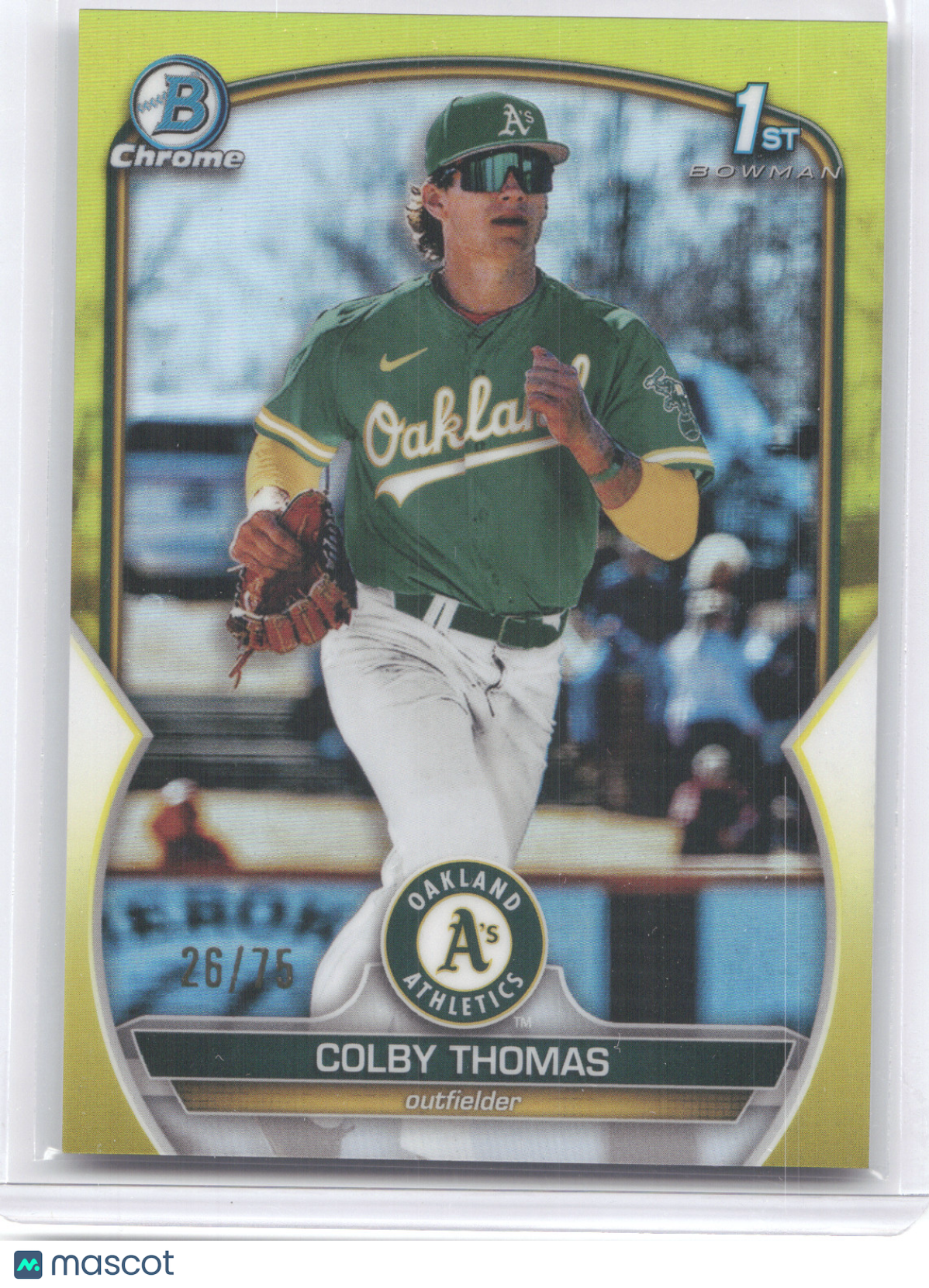 2023 Bowman Chrome Colby Thomas #BCP-32 Yellow Refractor 26/75