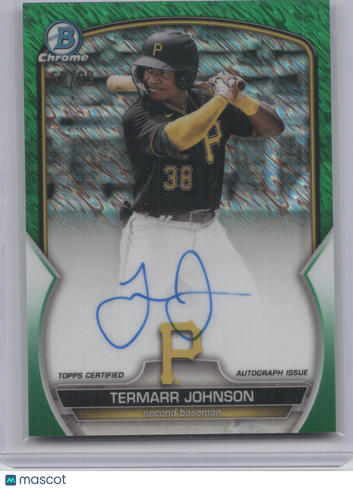 2023 Bowman Chrome Prospect Autograph Termarr Johnson #CPATJ Green Shimmer 58/99