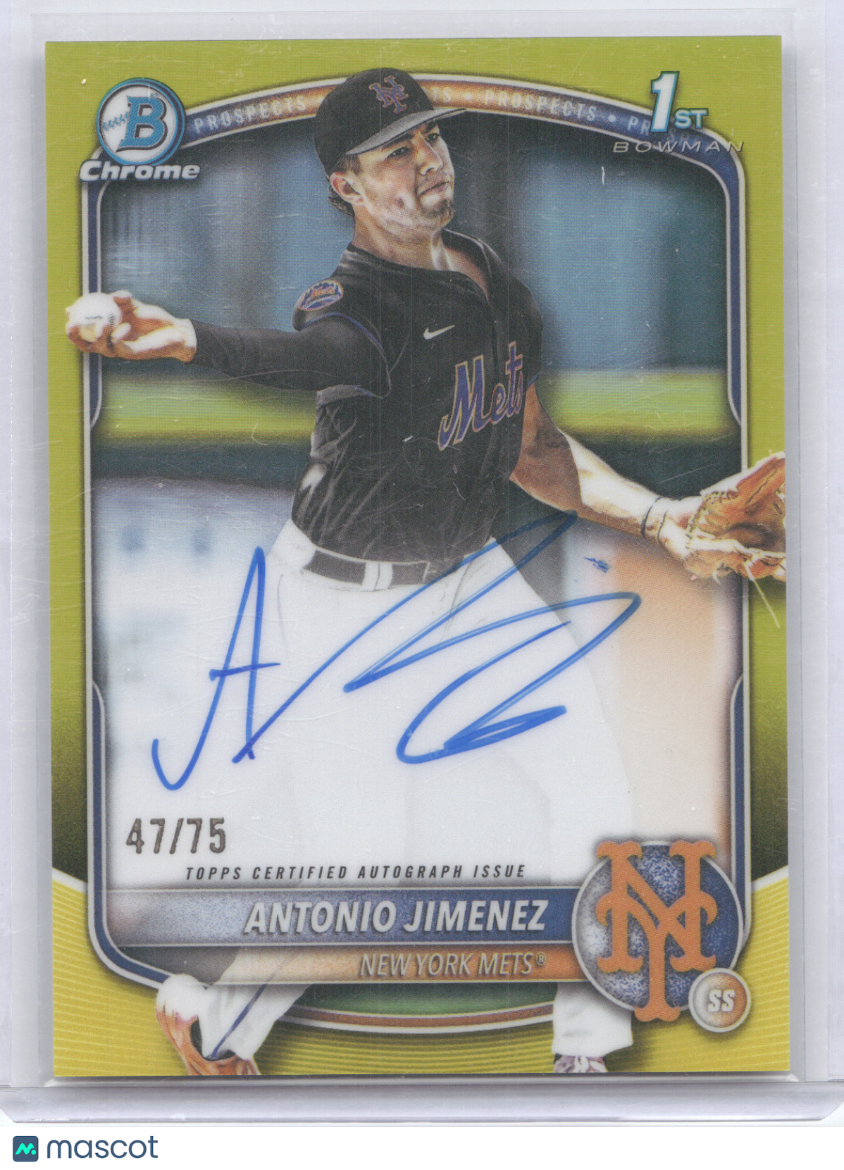 2025 Bowman Chrome Prospect Autograph Antonio Jimenez #CPA-AJ Yellow Ref. 47/75
