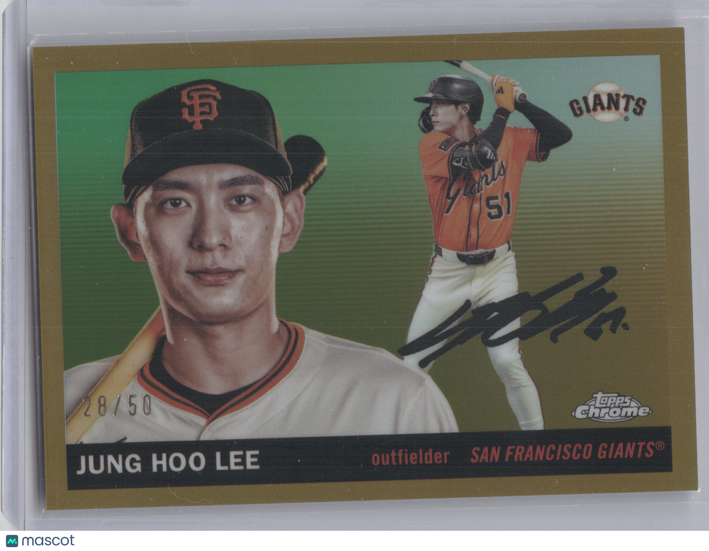 2025 Topps Chrome Pl;atinum Jung Hoo Lee #106 Gold Refractor 28/50