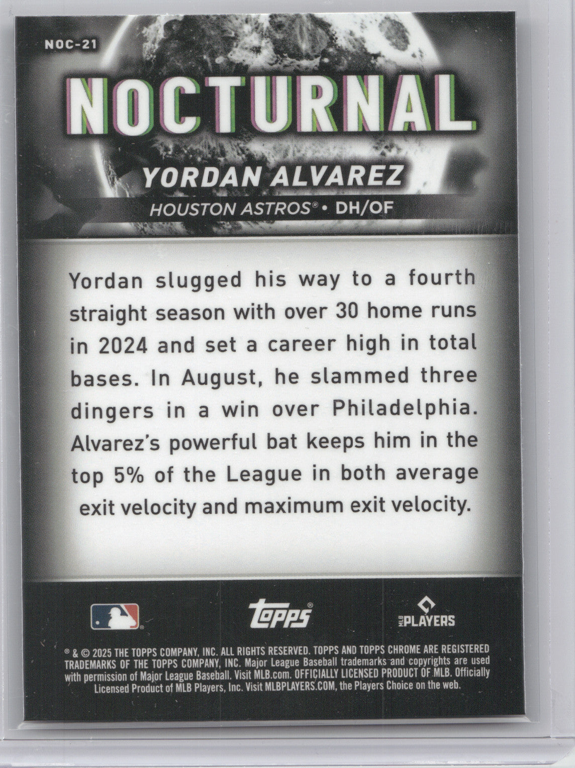 2025 Topps Chrome Black Nocturnal Yordan Alvarez #NOC-21