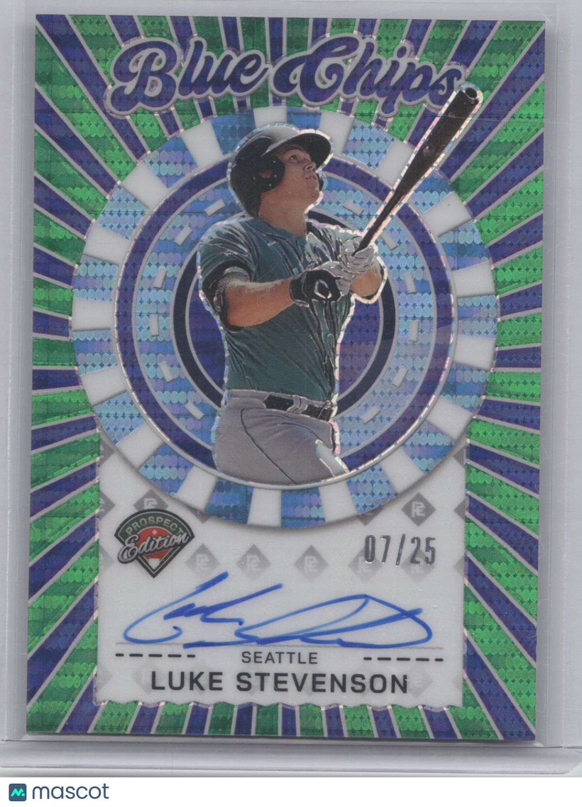 2025 Panini Prospect Edition Blue Chips Luke Stevenson #LS Green Pulsar 07/25