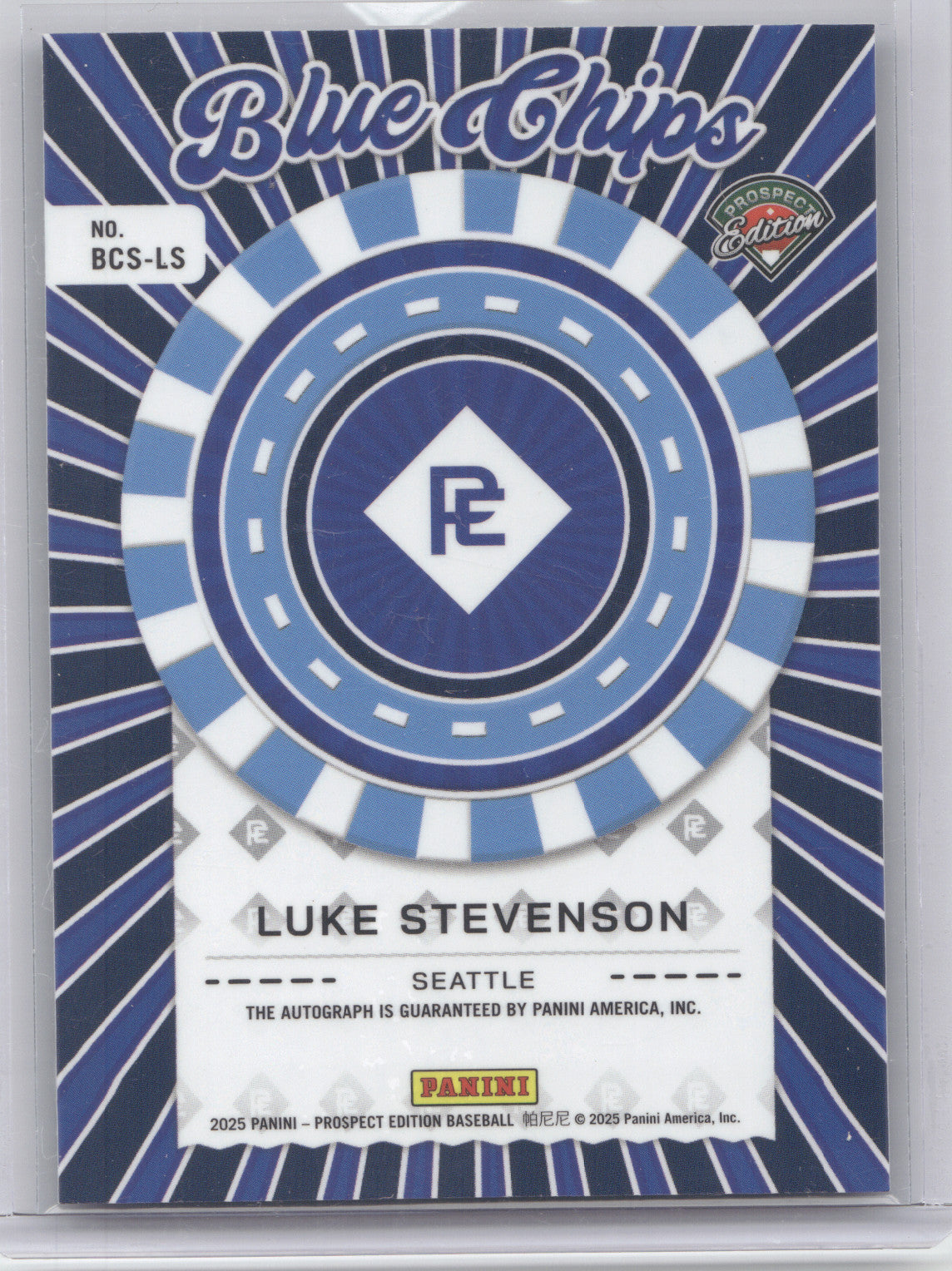 2025 Panini Prospect Edition Blue Chips Luke Stevenson #LS Green Pulsar 07/25